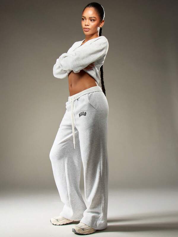 MISSGUIDED Wide Leg Drawstring Sweatpants With Logo Detail