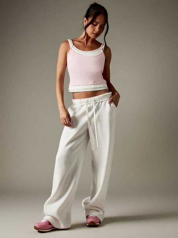 MISSGUIDED Wide Leg Drawstring Sweatpants With Side Pockets