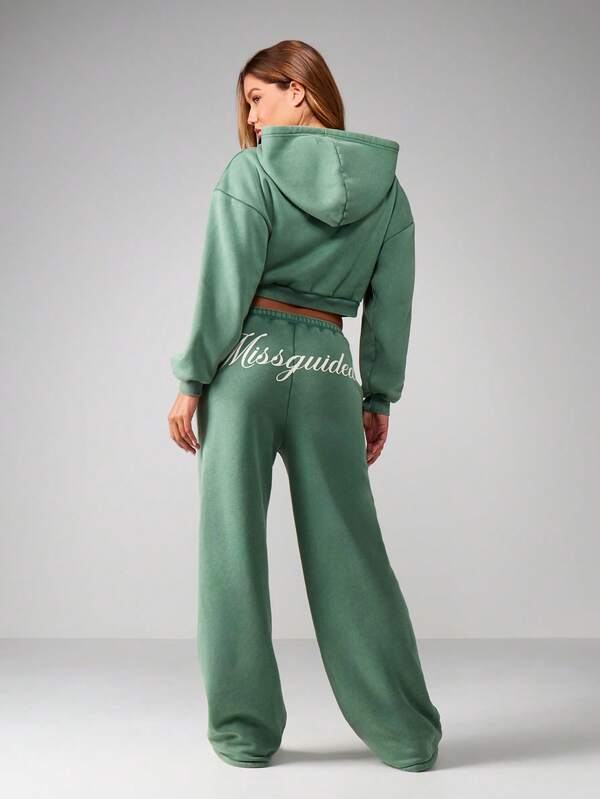 MISSGUIDED Wide Leg Graphic Joggers With Drawstring