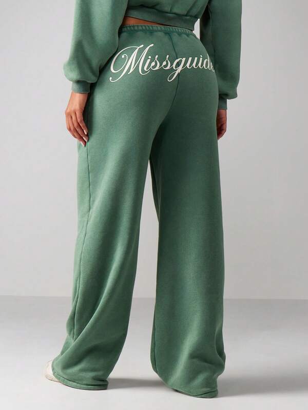 MISSGUIDED Wide Leg Graphic Joggers With Drawstring