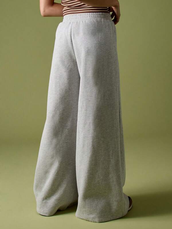 MISSGUIDED Wide Leg Heathered Sweatpants With Drawstring