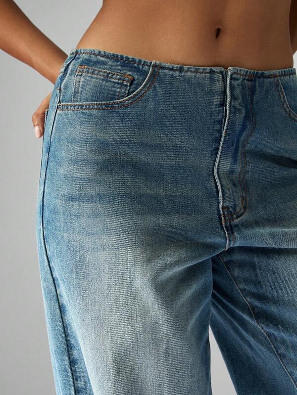 MISSGUIDED Wide Leg High Rise Flared Jeans With Side Pockets