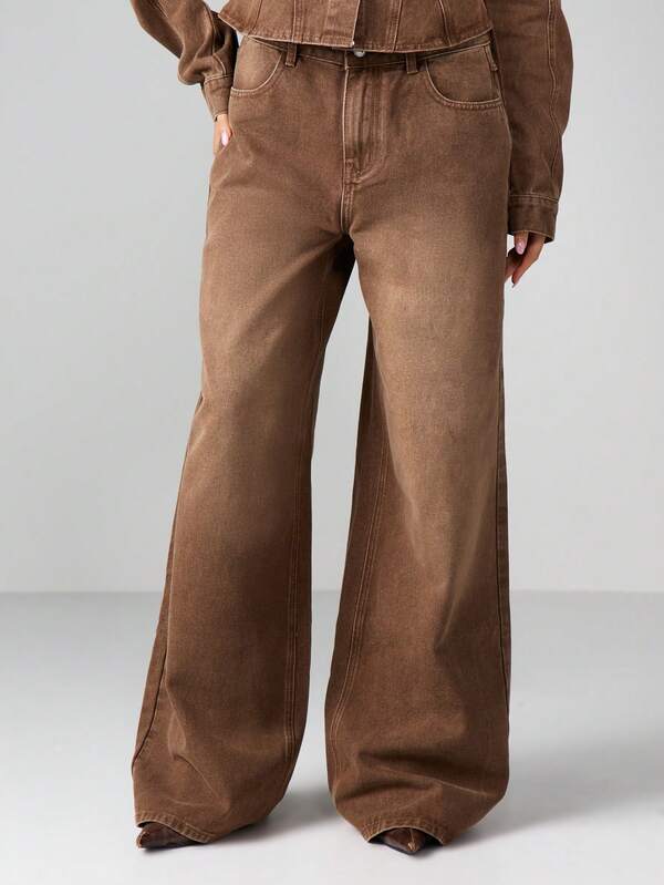 MISSGUIDED Wide Leg High Rise Straight Jeans