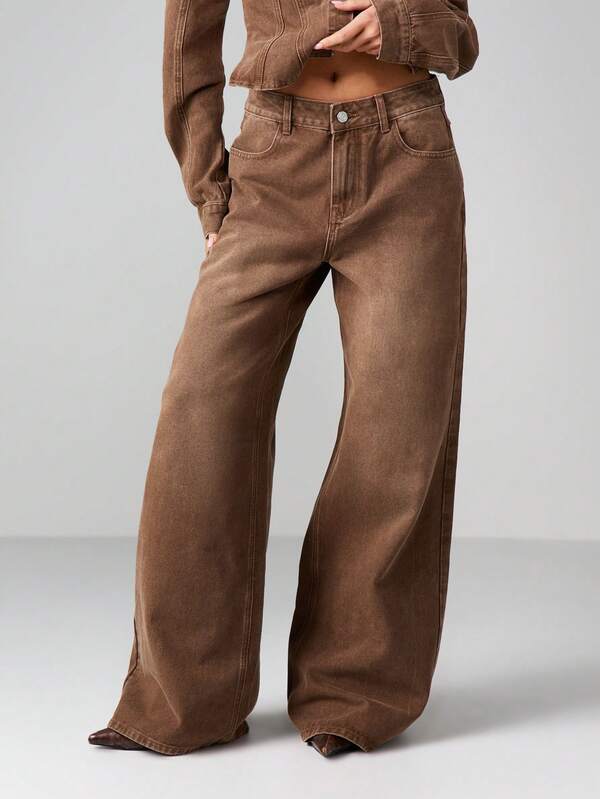 MISSGUIDED Wide Leg High Rise Straight Jeans