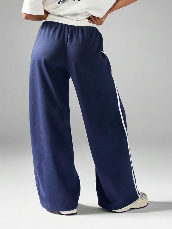 MISSGUIDED Wide Leg Jogger Pants With Side Stripe Detail