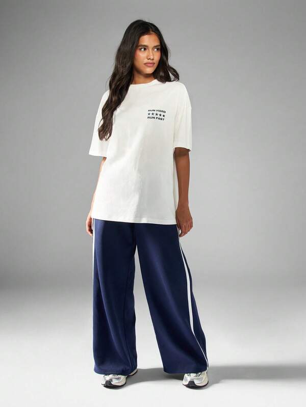 MISSGUIDED Wide Leg Jogger Pants With Side Stripe Detail