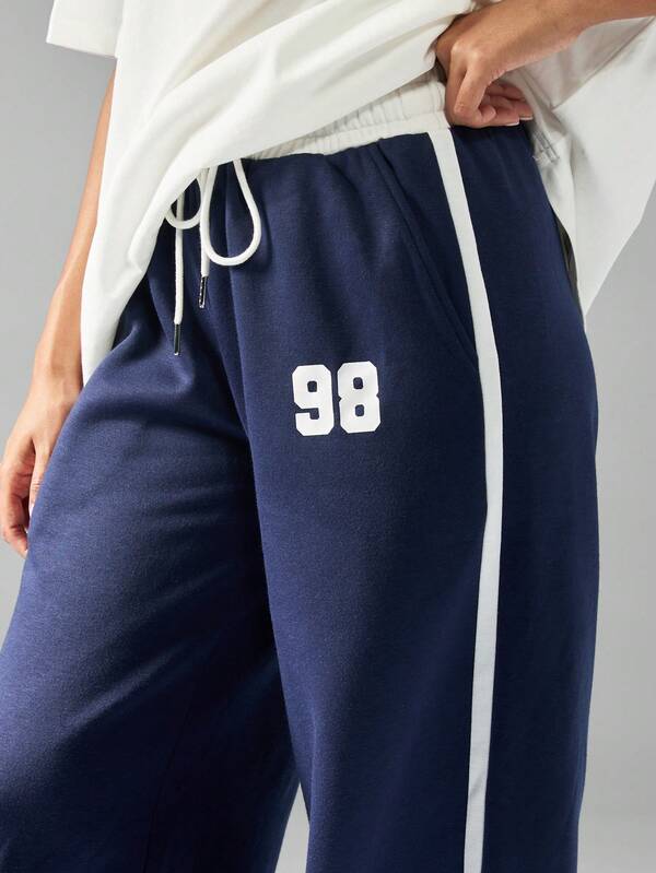 MISSGUIDED Wide Leg Jogger Pants With Side Stripe Detail