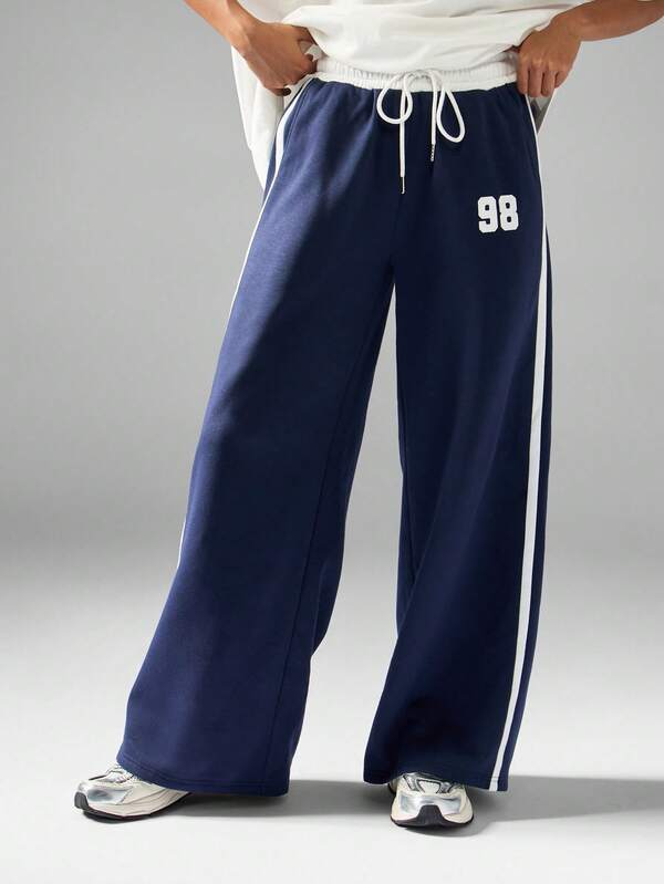 MISSGUIDED Wide Leg Jogger Pants With Side Stripe Detail