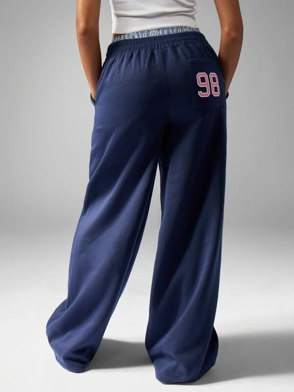 MISSGUIDED Wide Leg Jogger Pants With Varsity Number Detail