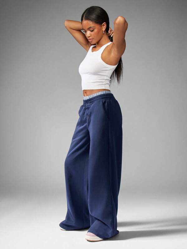 MISSGUIDED Wide Leg Jogger Pants With Varsity Number Detail