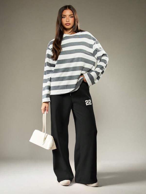 MISSGUIDED Wide Leg Jogger With Number Applique