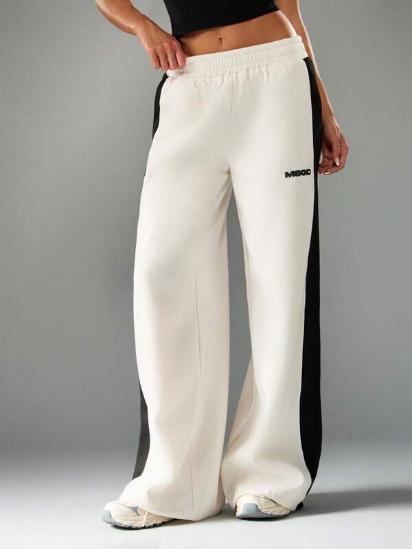 MISSGUIDED Wide Leg Joggers With Black Side Panels