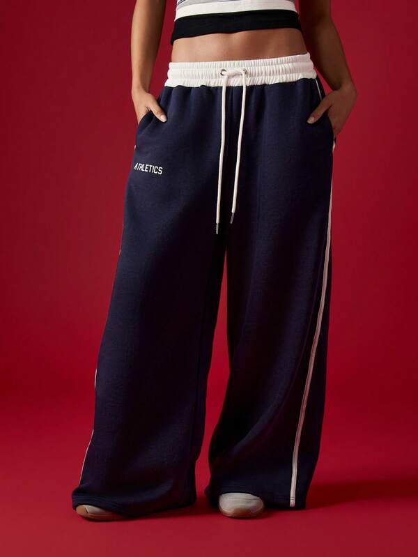 MISSGUIDED Wide Leg Joggers With Contrast Waistband
