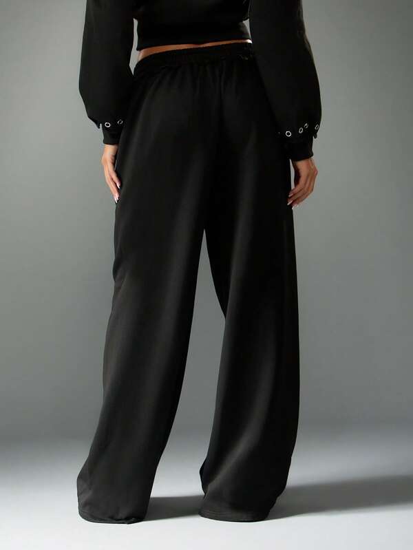 MISSGUIDED Wide Leg Joggers With Eyelet Detail