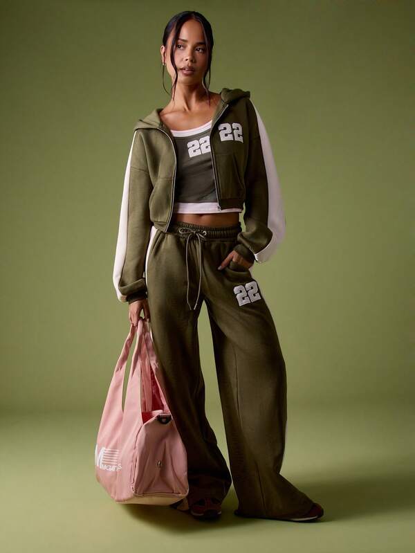 MISSGUIDED Wide Leg Joggers With Number Print