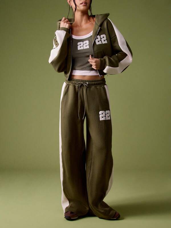 MISSGUIDED Wide Leg Joggers With Number Print