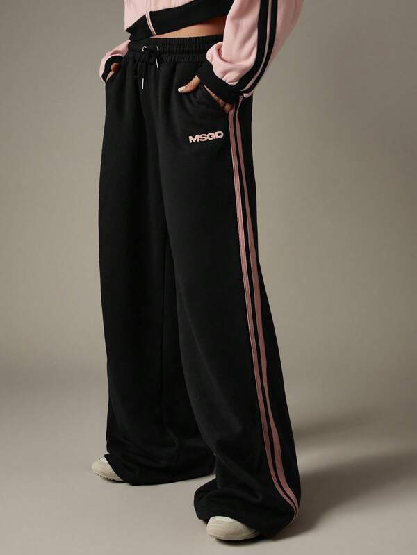 MISSGUIDED Wide Leg Joggers With Side Stripe Detail