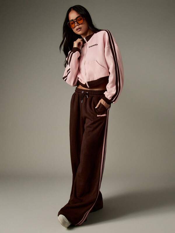 MISSGUIDED Wide Leg Joggers With Side Stripe Detail