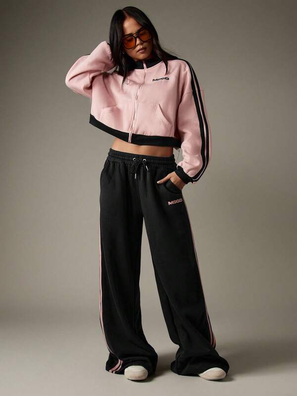 MISSGUIDED Wide Leg Joggers With Side Stripe Detail
