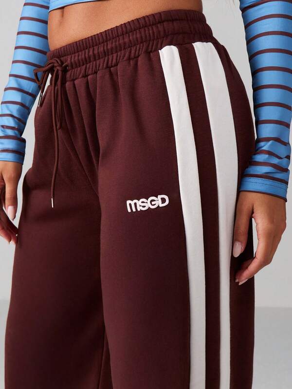 MISSGUIDED Wide Leg Joggers With Side Stripes