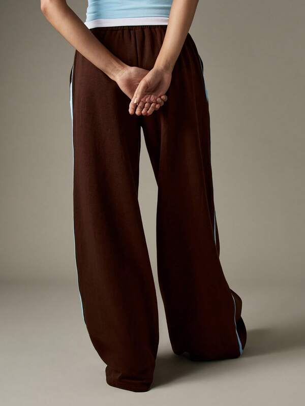 MISSGUIDED Wide Leg Joggers With Side Stripes
