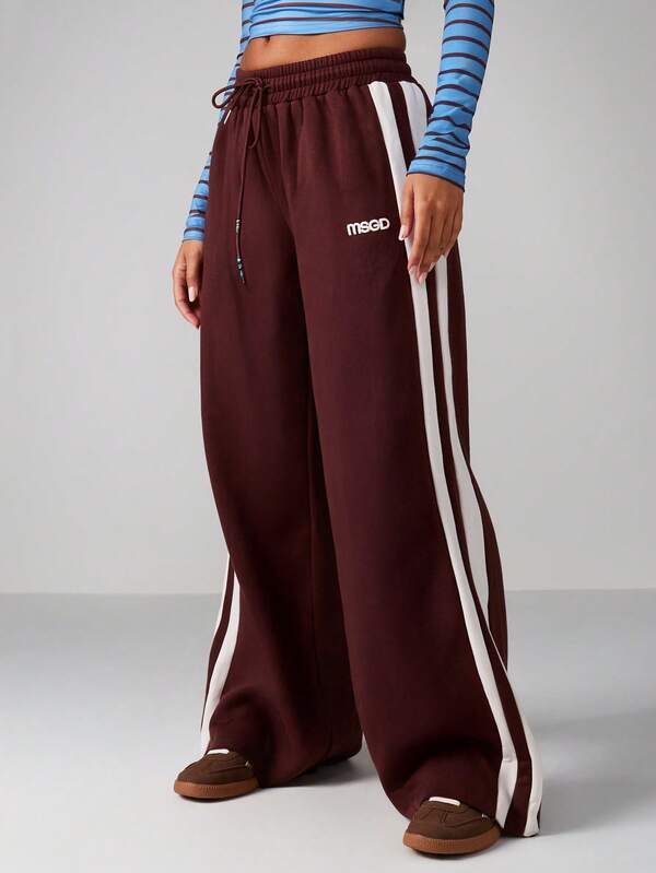 MISSGUIDED Wide Leg Joggers With Side Stripes