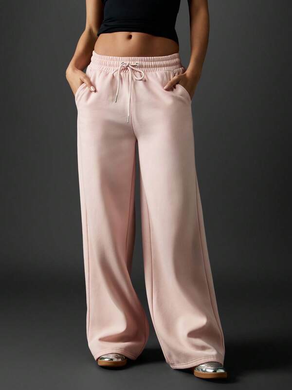 MISSGUIDED Wide Leg Joggers With Text Print And Drawstring