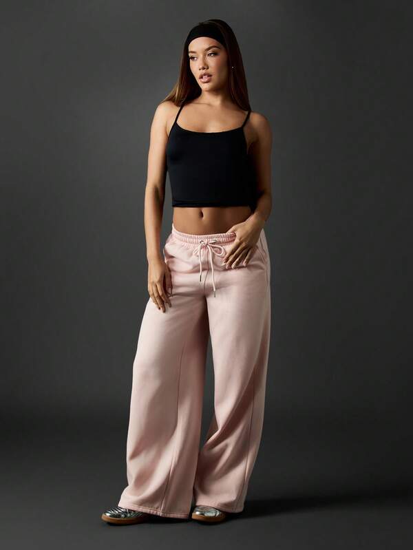 MISSGUIDED Wide Leg Joggers With Text Print And Drawstring