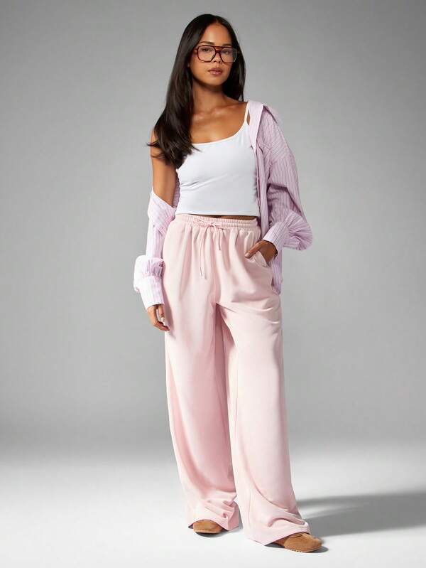 MISSGUIDED Wide Leg Palazzo Pants With Drawstring Waist