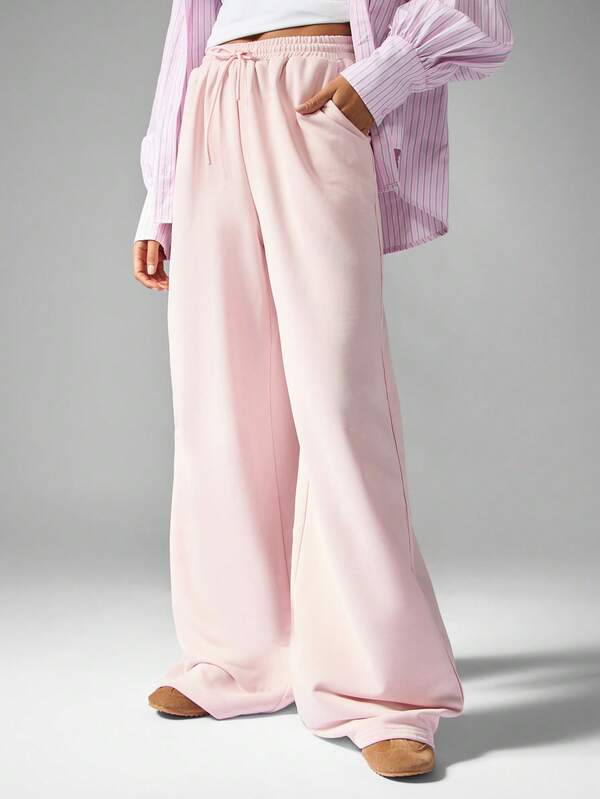 MISSGUIDED Wide Leg Palazzo Pants With Drawstring Waist