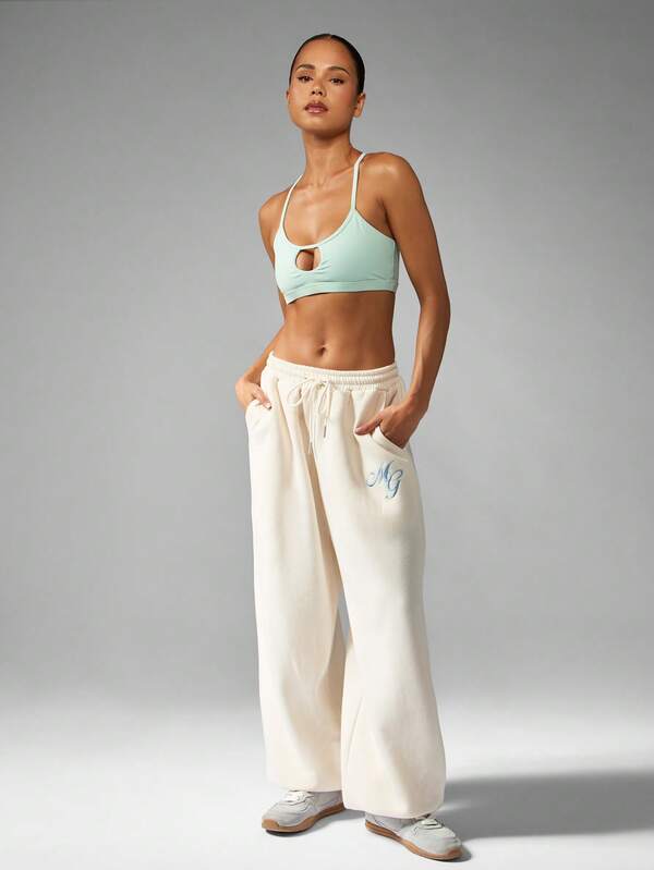 MISSGUIDED Wide Leg Palazzo Sweatpants With Monogram Print