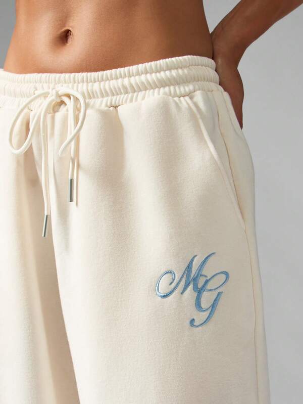 MISSGUIDED Wide Leg Palazzo Sweatpants With Monogram Print