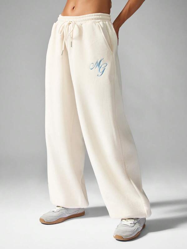 MISSGUIDED Wide Leg Palazzo Sweatpants With Monogram Print
