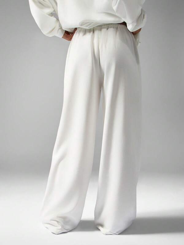 MISSGUIDED Wide Leg Pants With Drawstring And Script Logo