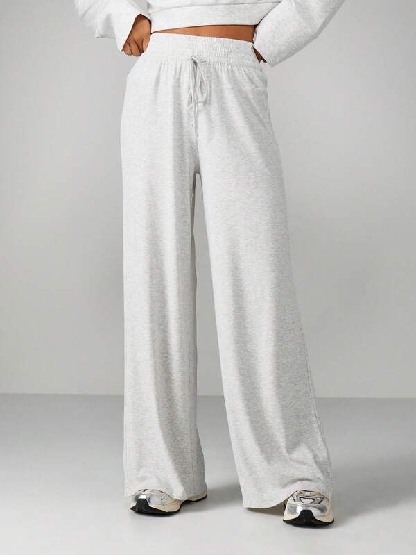 MISSGUIDED Wide Leg Ribbed Lounge Pants With Drawstring