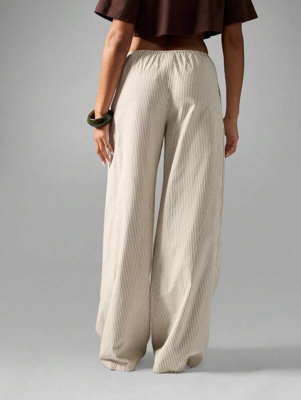 MISSGUIDED Wide Leg Striped Palazzo Pants With Drawstring Waist