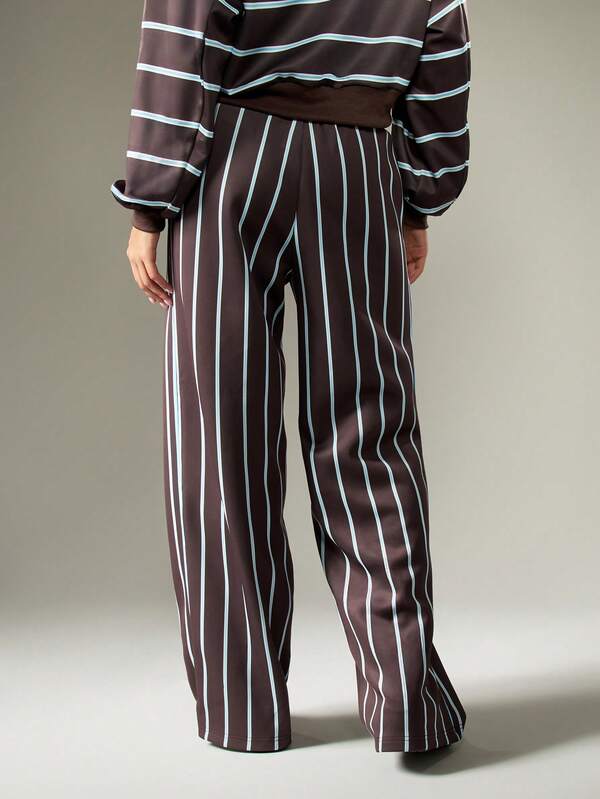 MISSGUIDED Wide Leg Striped Sweatpants With Elastic Waistband