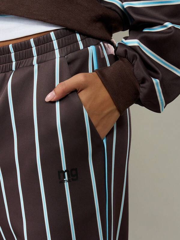 MISSGUIDED Wide Leg Striped Sweatpants With Elastic Waistband
