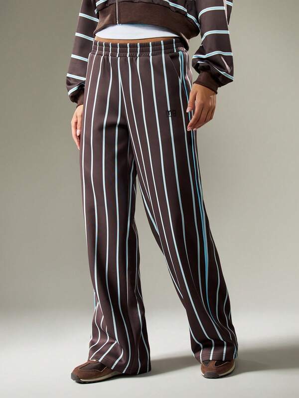 MISSGUIDED Wide Leg Striped Sweatpants With Elastic Waistband