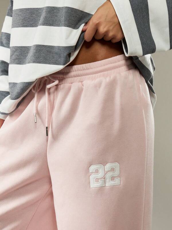 MISSGUIDED Wide Leg Sweatpants With Number Logo And Drawstring Waist