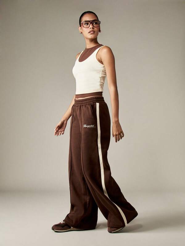 MISSGUIDED Wide Leg Sweatpants With Side Stripe Detail