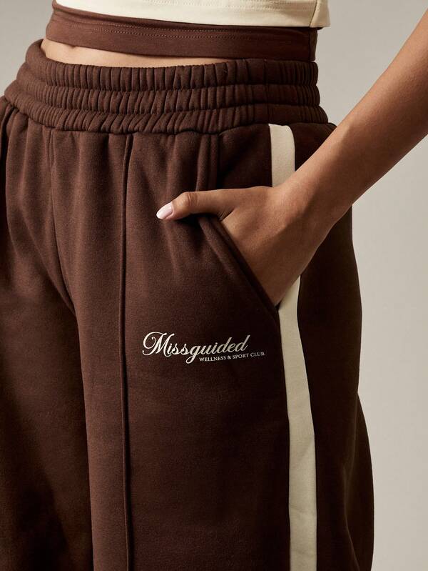 MISSGUIDED Wide Leg Sweatpants With Side Stripe Detail