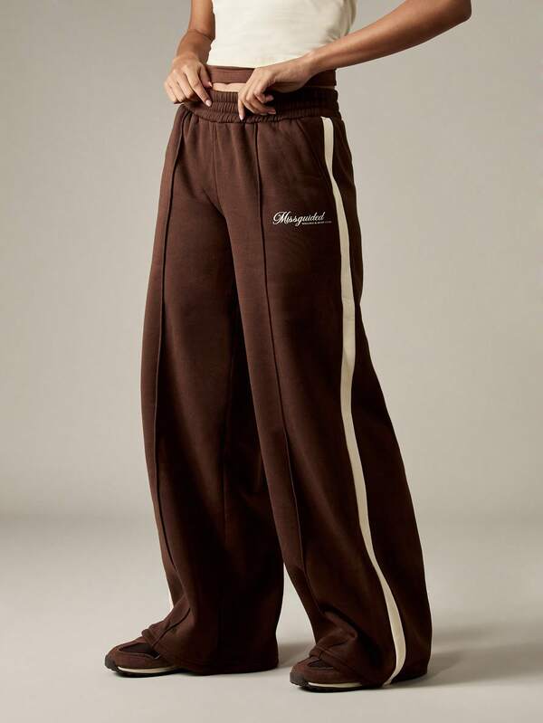 MISSGUIDED Wide Leg Sweatpants With Side Stripe Detail
