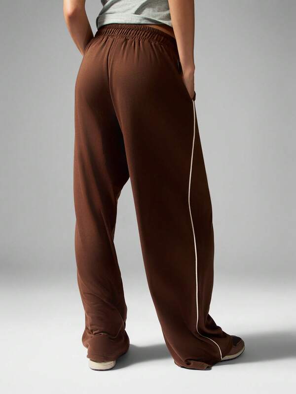 MISSGUIDED Wide Leg Sweatpants With Side Stripe Detail And Drawstring