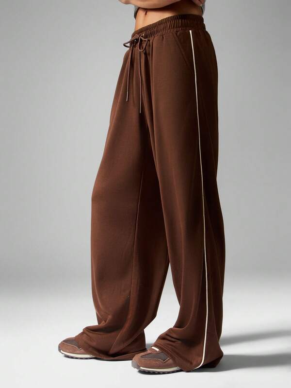 MISSGUIDED Wide Leg Sweatpants With Side Stripe Detail And Drawstring