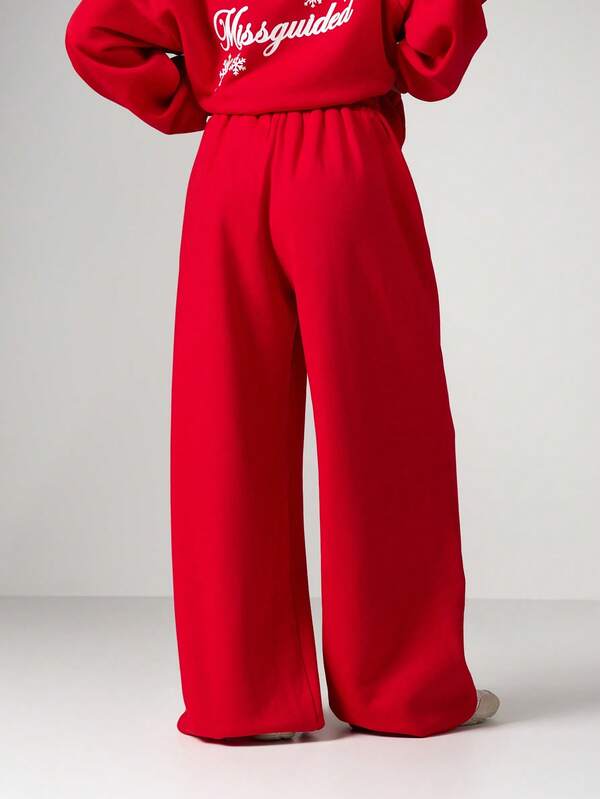 MISSGUIDED Wide Leg Sweatpants With Snowflake Graphics