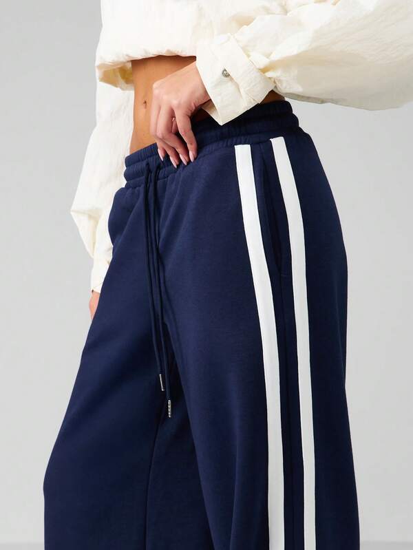 MISSGUIDED Wide Leg Track Pants With Contrast Side Stripes