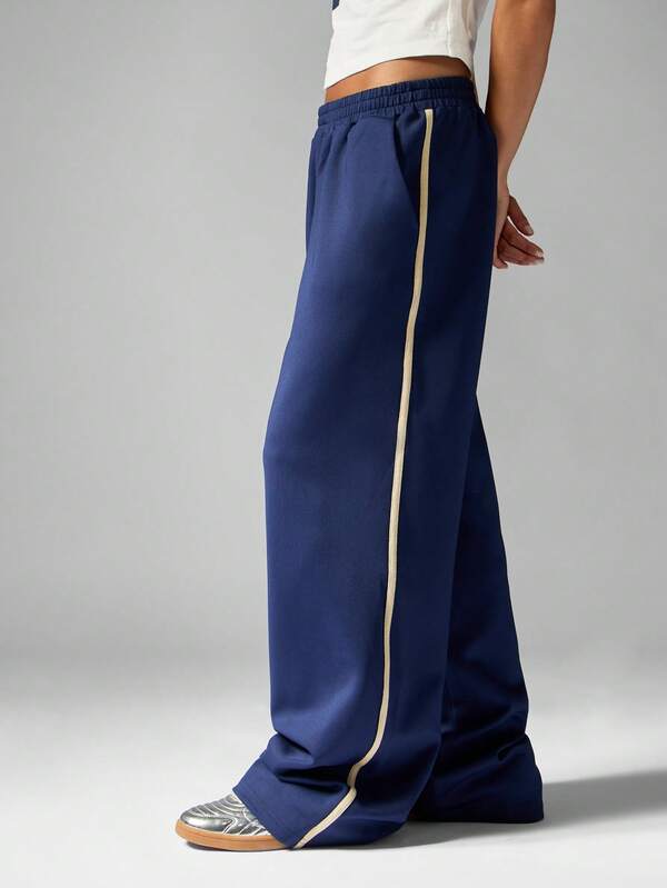 MISSGUIDED Wide Leg Track Pants With Side Stripe Detail