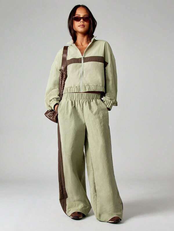 MISSGUIDED Wide Leg Track Pants With Side Stripes