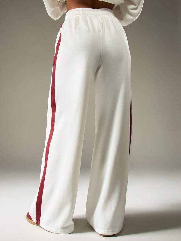 MISSGUIDED Wide Leg Track Pants With Side Stripes And Elastic Waist